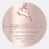 Sticker Rond Joyeux Noël du Rose RSVP Deer Pink (Devant)