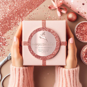 Sticker Rond Joyeux Noël du Rose RSVP Deer Pink