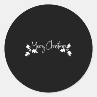 Sticker Rond Joyeux Noël écriture manuscrite avec holly