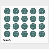 Sticker Rond Joyeux Noël écriture manuscrite pin vert (Feuille)