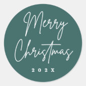 Sticker Rond Joyeux Noël écriture manuscrite pin vert (Devant)