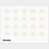 Sticker Rond Joyeux Noël écriture simple en or blanc (Feuille)