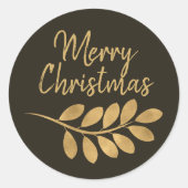 Sticker Rond Joyeux Noël élégant Brown vacances (Devant)