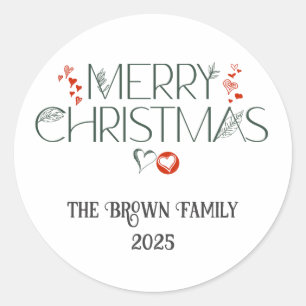 Sticker Rond Joyeux Noël Elégant Moderne Personnalisé