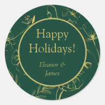 Joyeux Noël Élégant Vert et Or Botanique