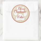 Sticker Rond Joyeux Noël Empreinte de patte Snowflakes Nom de l (Sac)