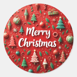 Sticker Rond Joyeux Noël en divers Motifs