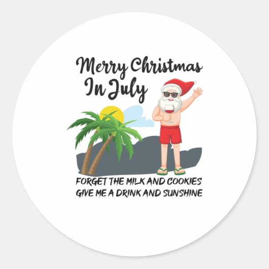Sticker Rond Joyeux Noël En Juillet (Devant)