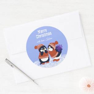 Sticker Rond Joyeux Noël enneigé d'hiver