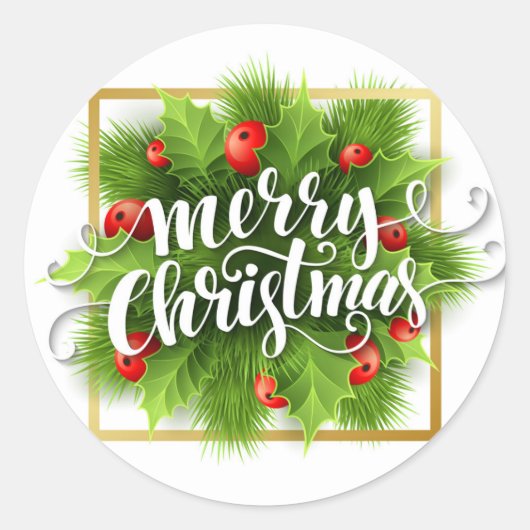 Sticker Rond Joyeux Noël Enveloppe Sceau (Devant)