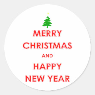 Sticker Rond Joyeux Noël et Bonne Année