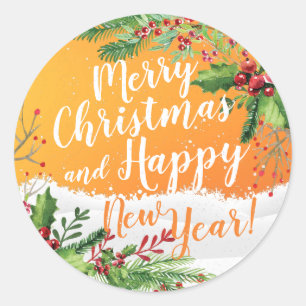 Sticker Rond Joyeux Noël et Joyeux Noël et Joyeux Noël