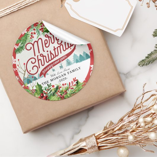 Sticker Rond Joyeux Noël et Joyeux Noël et Joyeux Noël