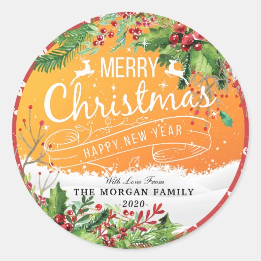 Sticker Rond Joyeux Noël et Joyeux Noël et Joyeux Noël (Devant)