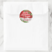Sticker Rond Joyeux Noël et Joyeux Noël et Joyeux Noël (Sac)