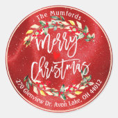 Sticker Rond Joyeux Noël et Joyeux Nouvel An Adresse (Devant)