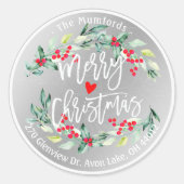Sticker Rond Joyeux Noël et Joyeux Nouvel An Adresse (Devant)