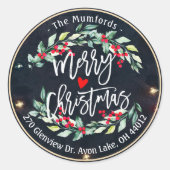 Sticker Rond Joyeux Noël et Joyeux Nouvel An Adresse (Devant)