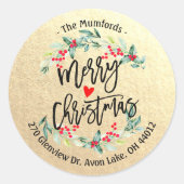 Sticker Rond Joyeux Noël et Joyeux Nouvel An Adresse (Devant)