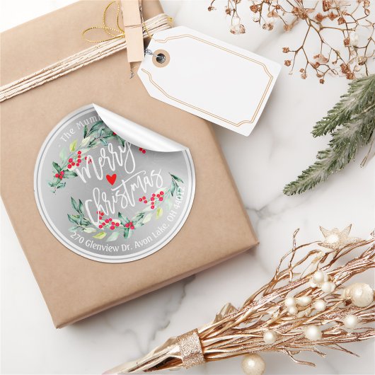 Sticker Rond Joyeux Noël et Joyeux Nouvel An Adresse