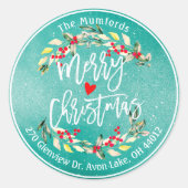 Sticker Rond Joyeux Noël et Joyeux Nouvel An Adresse (Devant)