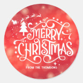 Sticker Rond Joyeux Noël étoilé rouge (Devant)