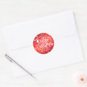Sticker Rond Joyeux Noël étoilé rouge (Enveloppe)