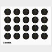 Sticker Rond Joyeux Noël Etoiles Black Or brillant Nom chic (Feuille)