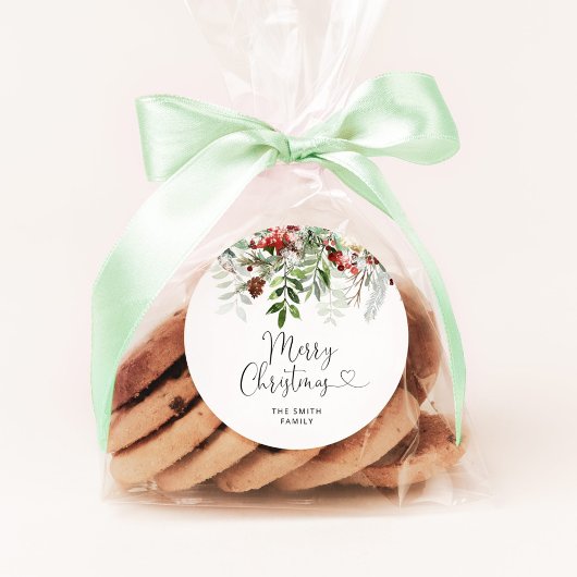 Sticker Rond Joyeux Noël evergreen