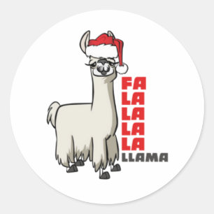 Sticker Rond Joyeux Noël Fa La La La Llama