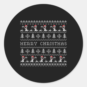 Sticker Rond Joyeux Noël Famille Correspondante Chien de taurea