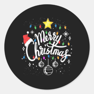 Sticker Rond Joyeux Noël Famille Drôle Noël Hommes Noël Fêtes F