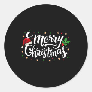 Sticker Rond Joyeux Noël Famille Drôle Noël Pyjamas Hommes Femm