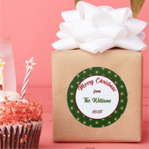 Sticker Rond Joyeux Noël Famille Golden stars