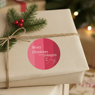 Sticker Rond Joyeux Noël Famille Noël Red Stripe