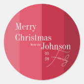 Sticker Rond Joyeux Noël Famille Noël Red Stripe (Devant)