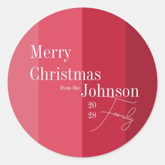 Sticker Rond Joyeux Noël Famille Noël Red Stripe (Devant)