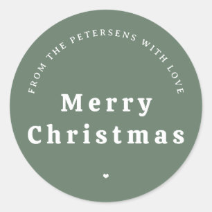 Sticker Rond Joyeux Noël famille personnalisé vert