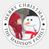 Sticker Rond Joyeux Noël Famille Photo Holiday (Devant)