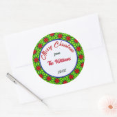 Sticker Rond Joyeux Noël Famille Rouge et Vert (Enveloppe)