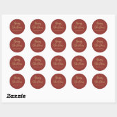 Sticker Rond Joyeux Noël | Faux Gold sur Red Décontracté Script (Feuille)