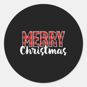 Sticker Rond Joyeux Noël Femmes Hommes Enfants Red Buffalo Plai