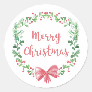 Sticker Rond Joyeux Noël. Fête d'hiver. Pin