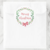 Sticker Rond Joyeux Noël. Fête d'hiver. Pin (Sac)