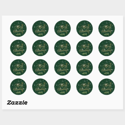 Sticker Rond Joyeux Noël Fête tendance (Feuille)
