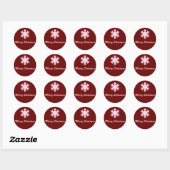 Sticker Rond "Joyeux Noël" - Flocon de neige rose/blanc (Feuille)