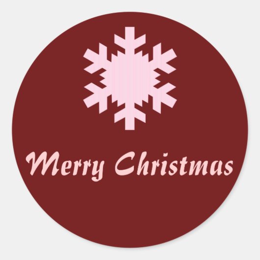 Sticker Rond "Joyeux Noël" - Flocon de neige rose/blanc (Devant)