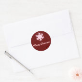 Sticker Rond "Joyeux Noël" - Flocon de neige rose/blanc (Enveloppe)