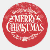 Sticker Rond Joyeux Noël Flocons (Devant)