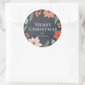 Sticker Rond Joyeux Noël Floral Chalkboard vacances (Sac)